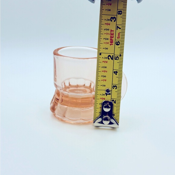 Vintage Lot Of 9 Blush Pink Shot Glasses W/ Handle. Beer Mug Thick Glass Design - Picture 9 of 10